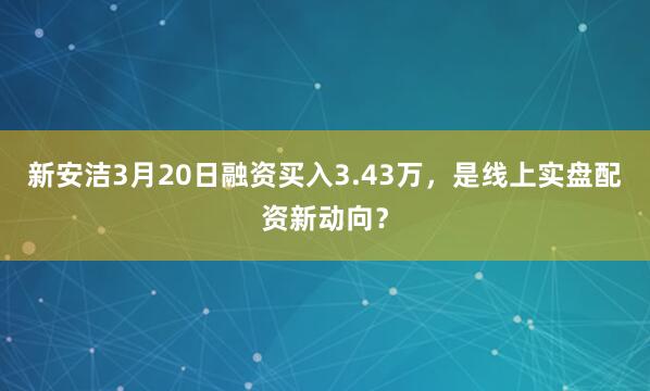 新安洁3月20日融资买入3.43万，是线上实盘配资新动向？