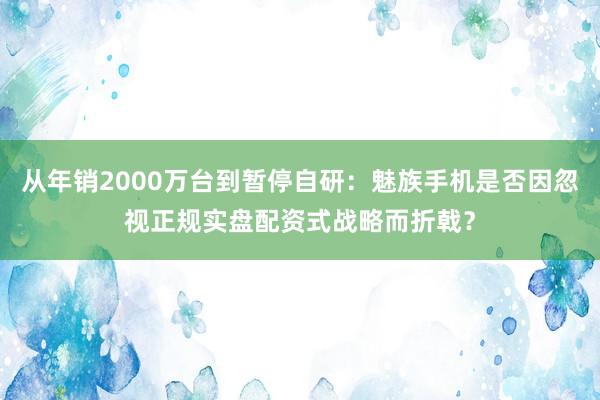 从年销2000万台到暂停自研：魅族手机是否因忽视正规实盘配资式战略而折戟？