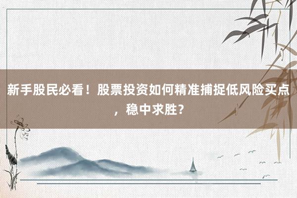 新手股民必看！股票投资如何精准捕捉低风险买点，稳中求胜？