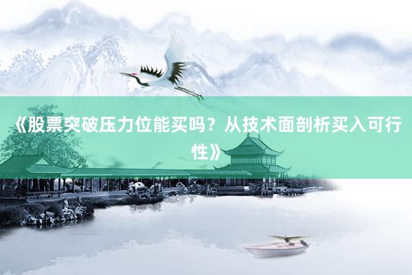 《股票突破压力位能买吗？从技术面剖析买入可行性》