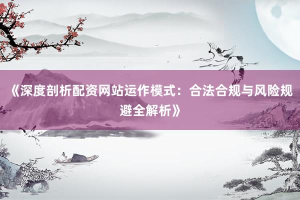 《深度剖析配资网站运作模式：合法合规与风险规避全解析》