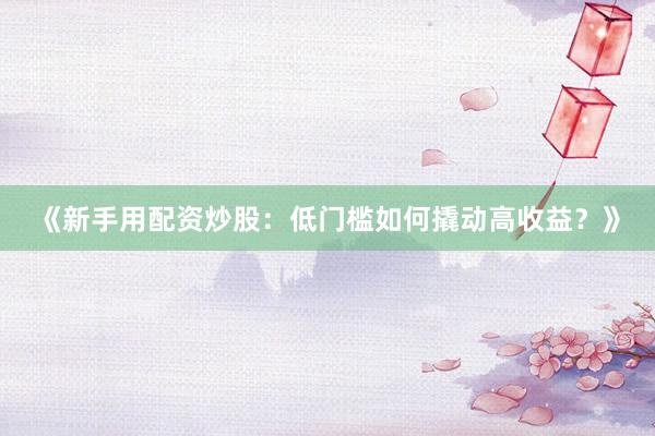 《新手用配资炒股：低门槛如何撬动高收益？》