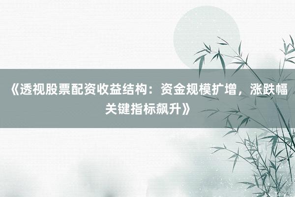 《透视股票配资收益结构：资金规模扩增，涨跌幅关键指标飙升》