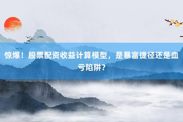 惊爆！股票配资收益计算模型，是暴富捷径还是血亏陷阱？
