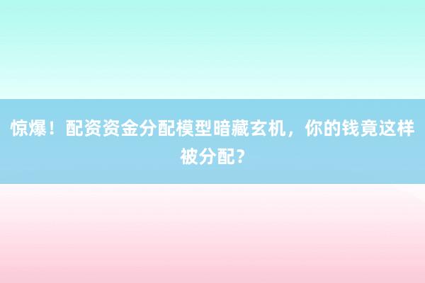 惊爆！配资资金分配模型暗藏玄机，你的钱竟这样被分配？