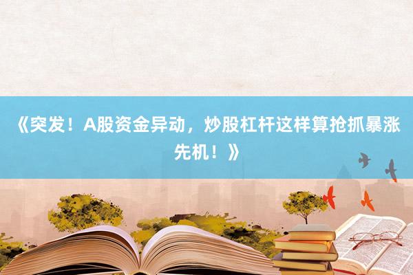 《突发！A股资金异动，炒股杠杆这样算抢抓暴涨先机！》