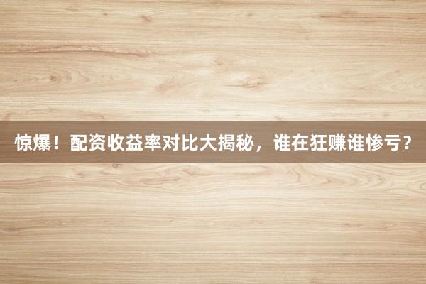 惊爆！配资收益率对比大揭秘，谁在狂赚谁惨亏？