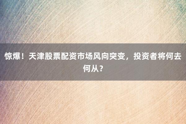 惊爆！天津股票配资市场风向突变，投资者将何去何从？