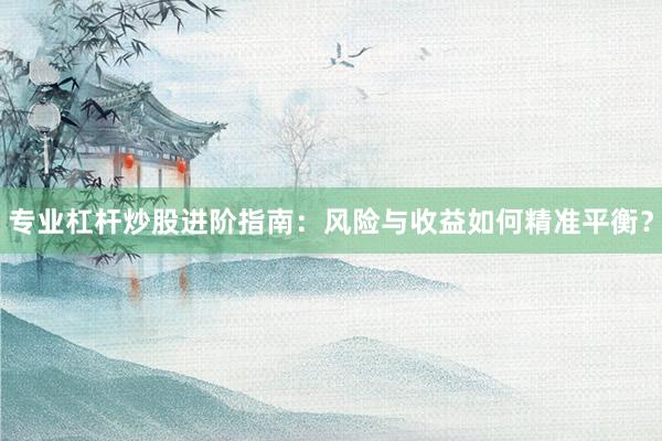 专业杠杆炒股进阶指南：风险与收益如何精准平衡？