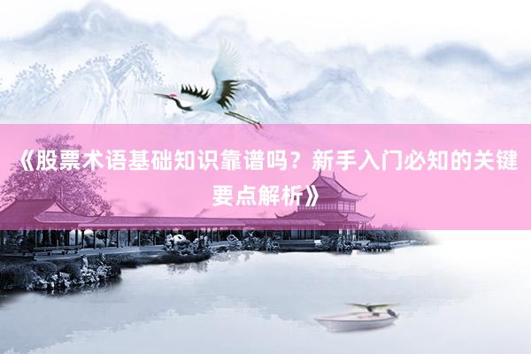 《股票术语基础知识靠谱吗？新手入门必知的关键要点解析》