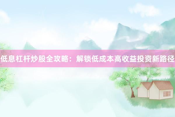 低息杠杆炒股全攻略：解锁低成本高收益投资新路径