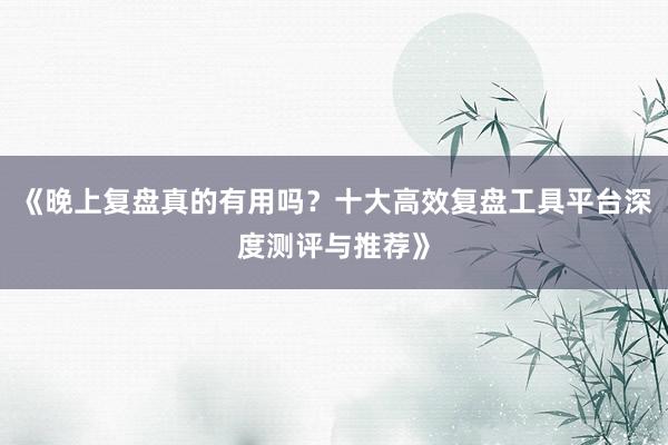 《晚上复盘真的有用吗？十大高效复盘工具平台深度测评与推荐》